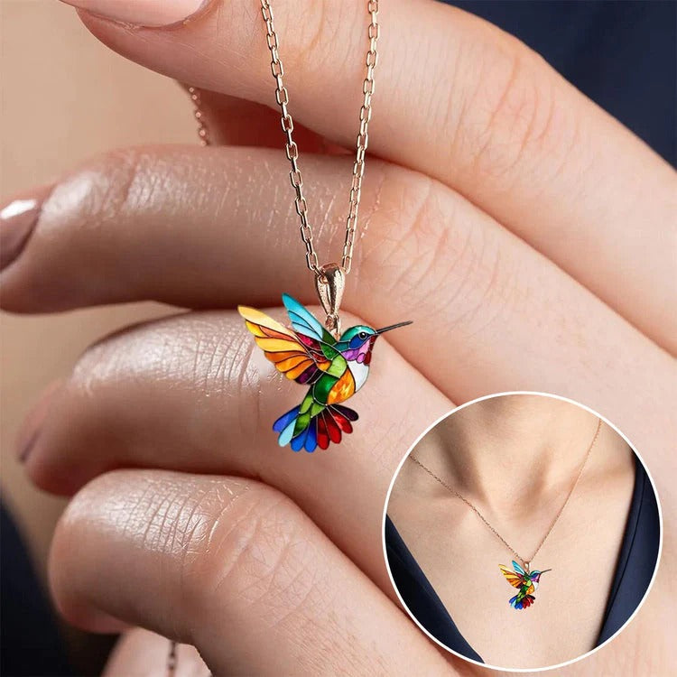 Vaila™ Hummingbird Rainbow Necklace + Matching Earrings Gift