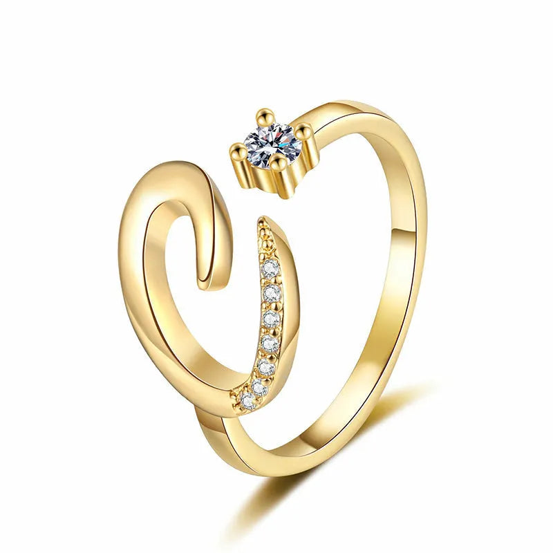 Miranda | Adjustable Ring with Shiny Initial