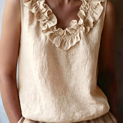 Katherine | Sleeveless Ruffled Loose Cut Blouse for Spring/Summer