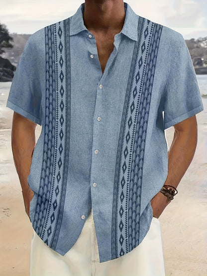 Carter™ Men's Vintage Shirt with Ethnic Print and Tropical Style