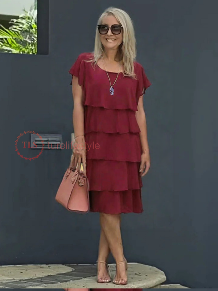 Arvella™ Double Layer Chiffon Cape Dress