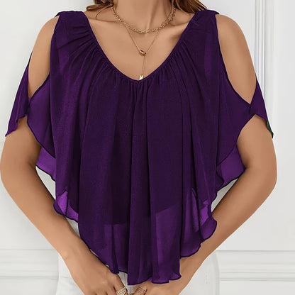Adele | Elegant Off-Shoulder Pleated Blouse