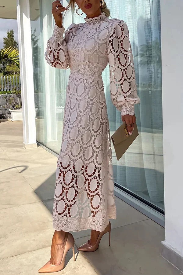 Jalvique | Midi Party Dress with Lace Sleeves