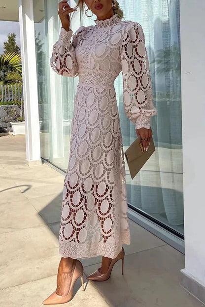 Jalvique | Midi Party Dress with Lace Sleeves