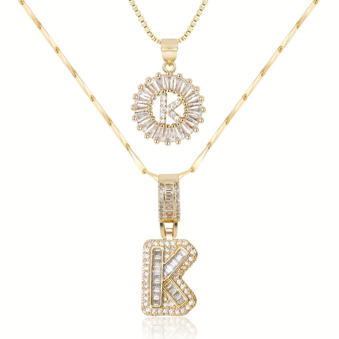 Primrose™ Initial Letter Necklaces with 14k Diamonds (2 pieces)