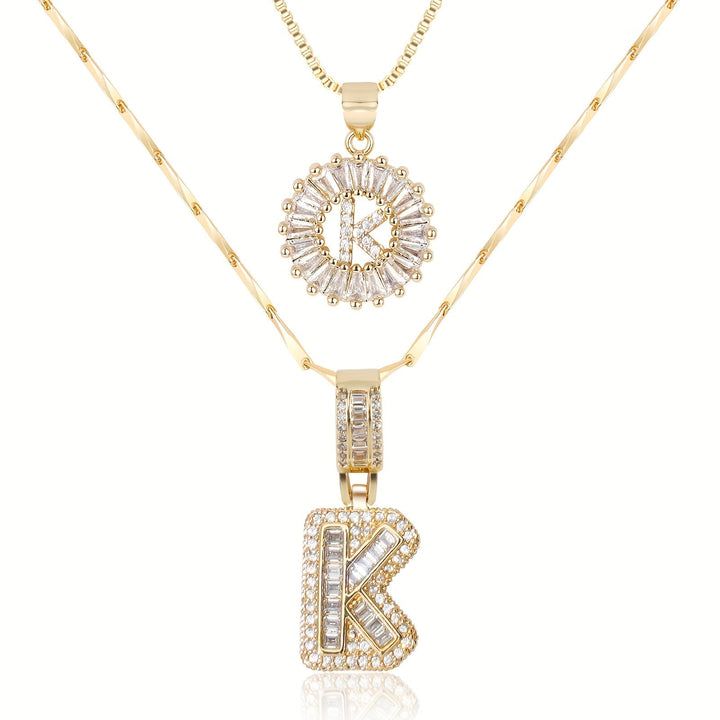 Primrose™ Initial Letter Necklaces with 14k Diamonds (2 pieces)