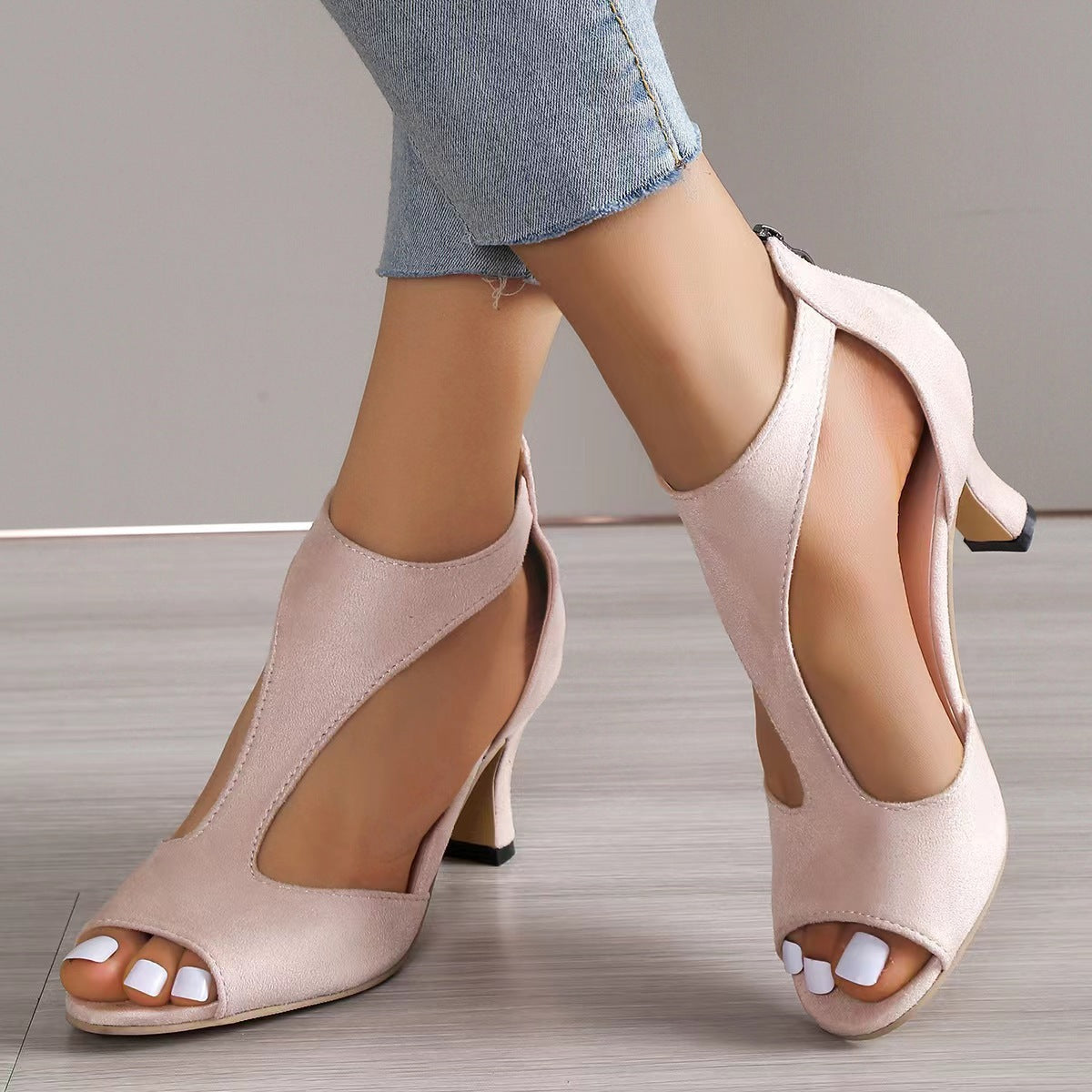 Alouettea™ Heeled Shoes with Side Cut-Out and Peep Toe
