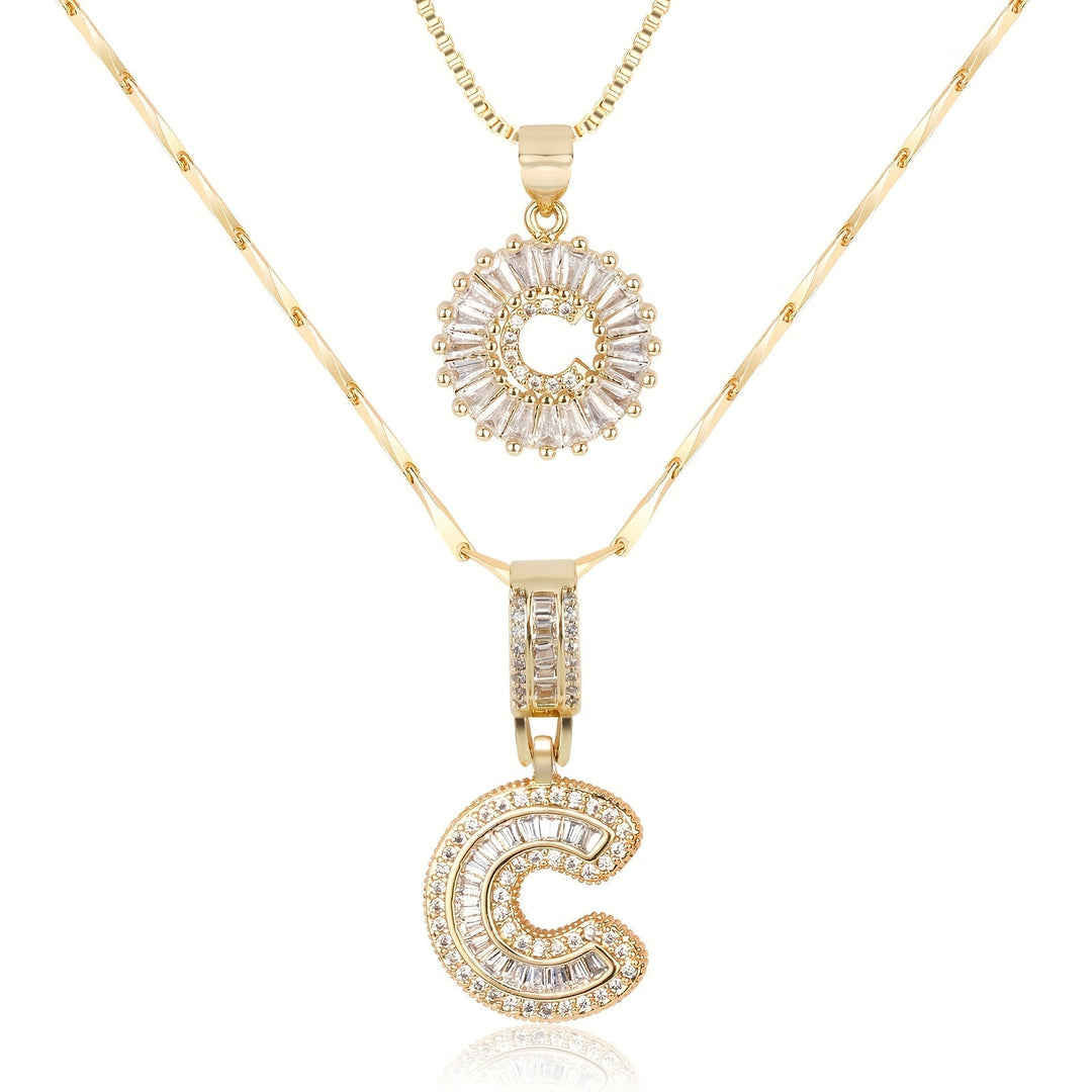 Primrose™ Initial Letter Necklaces with 14k Diamonds (2 pieces)