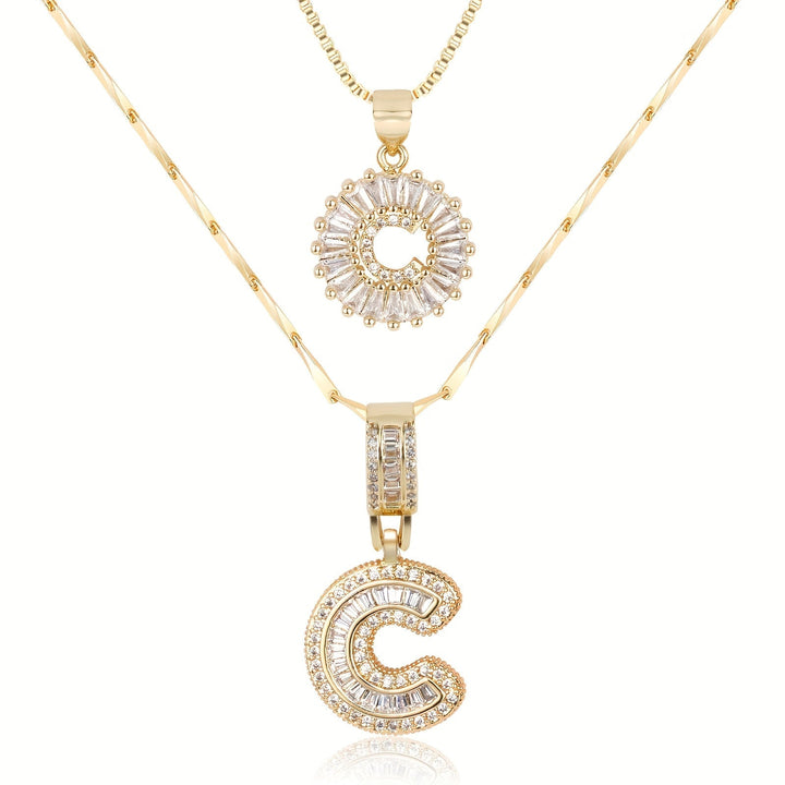Primrose™ Initial Letter Necklaces with 14k Diamonds (2 pieces)