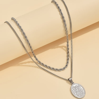 Seraphine | Men's Twisted Oval Chain Necklace in Stainless Steel, Casual Daily Fashion Accessory