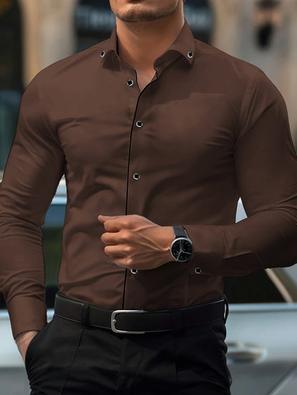 Zaxent | Elegant Long Sleeve Shirt with Vintage Details and Classic Cut