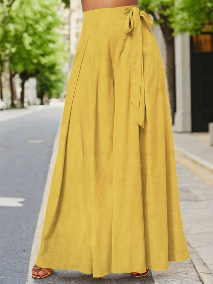Valerie | High-Waisted Wide Leg Pants with Elegant Bow