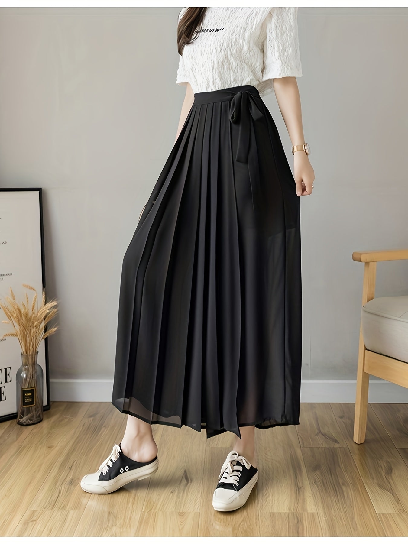 Caexine | Wide Leg Pleated Pants with Elegant Cut