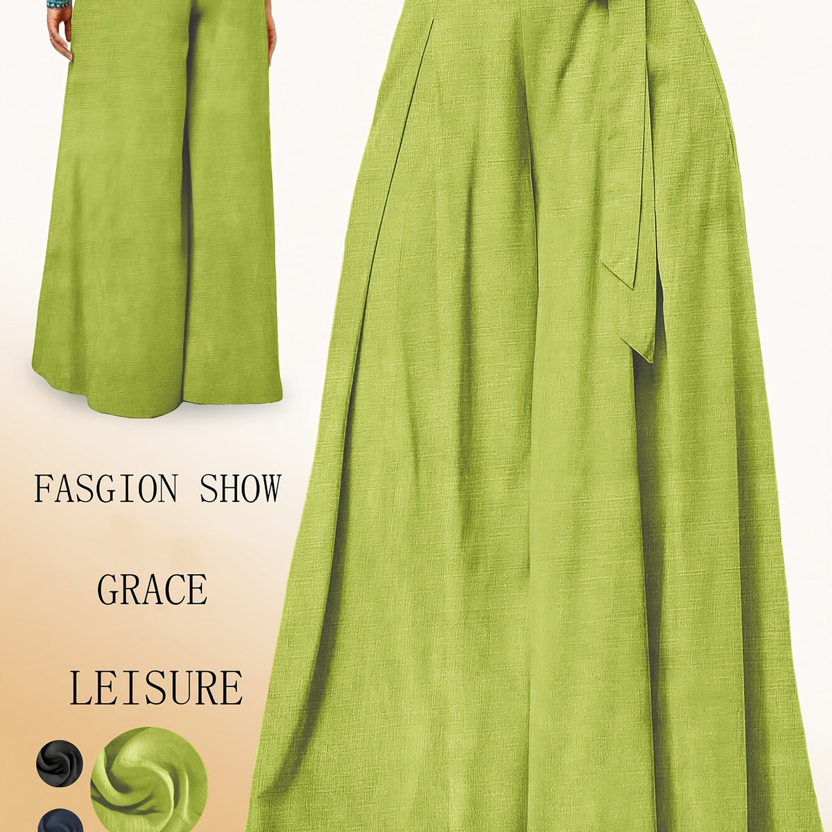 Valerie | High-Waisted Wide Leg Pants with Elegant Bow