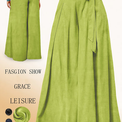 Valerie | High-Waisted Wide Leg Pants with Elegant Bow