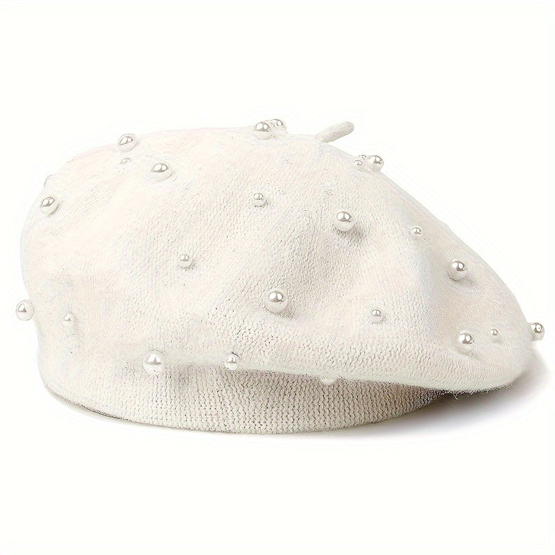 Zoey | Warm Beret with Decorative Pearls and Elegant Style