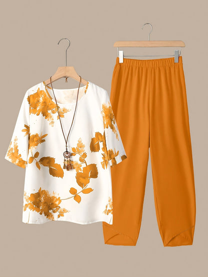 Fynley | Printed Two-Piece Set with Blouse and Comfortable Pants