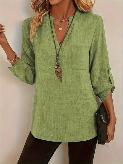 Audrey | Elegant Long Sleeve V-Neck Top for Women