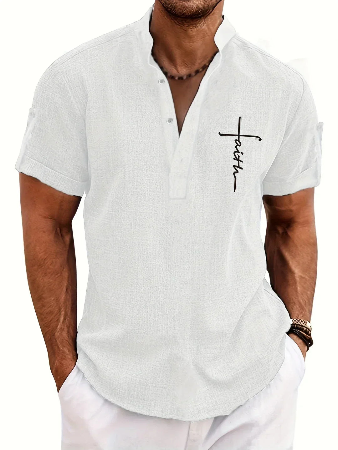 Hayes™ Elegant Short Sleeve High Collar Shirt