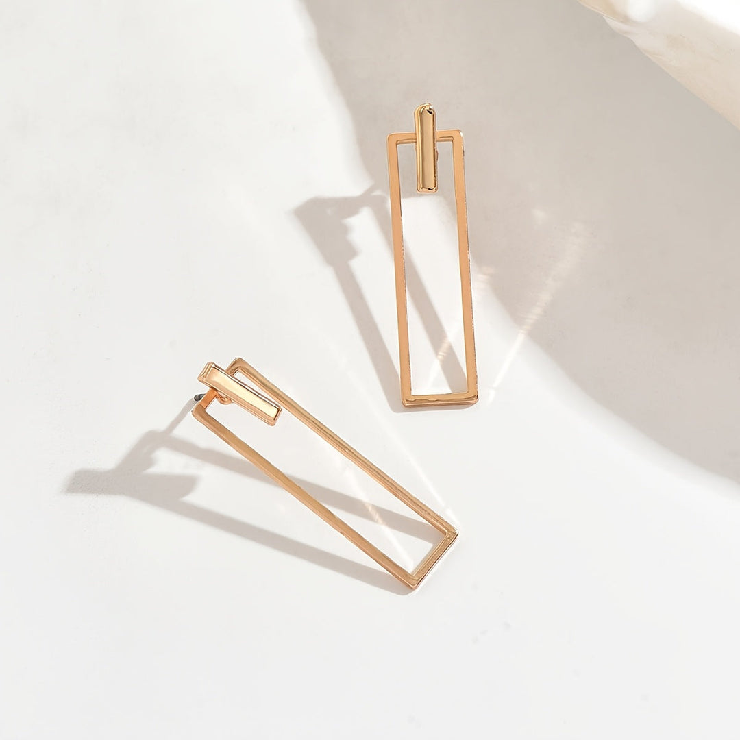 Quinleyra™ Long Geometric Earrings with Elegant Metallic Finish