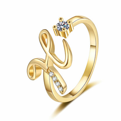 Miranda | Adjustable Ring with Shiny Initial