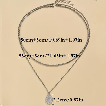 Seraphine | Men's Twisted Oval Chain Necklace in Stainless Steel, Casual Daily Fashion Accessory