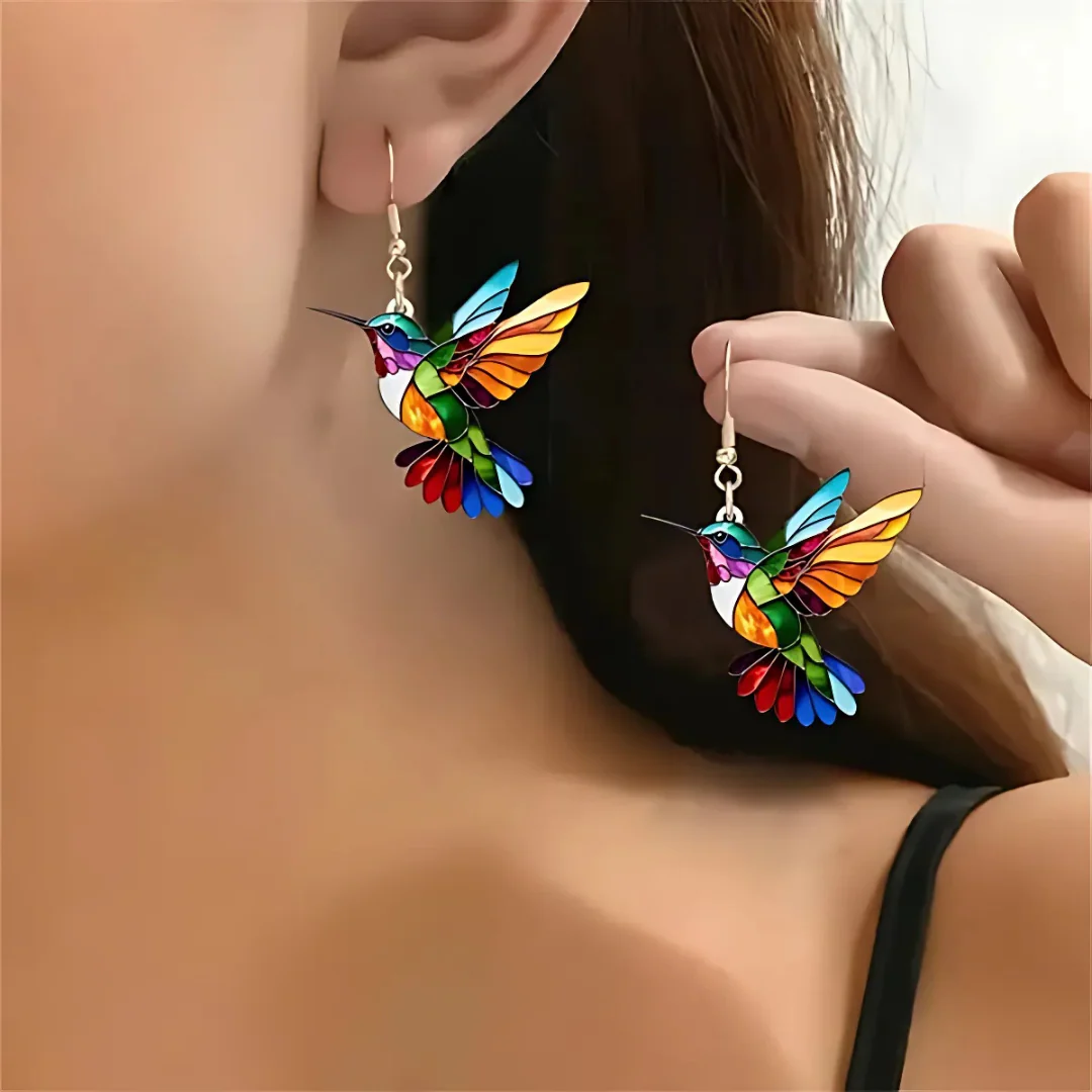 Vaila™ Hummingbird Rainbow Necklace + Matching Earrings Gift