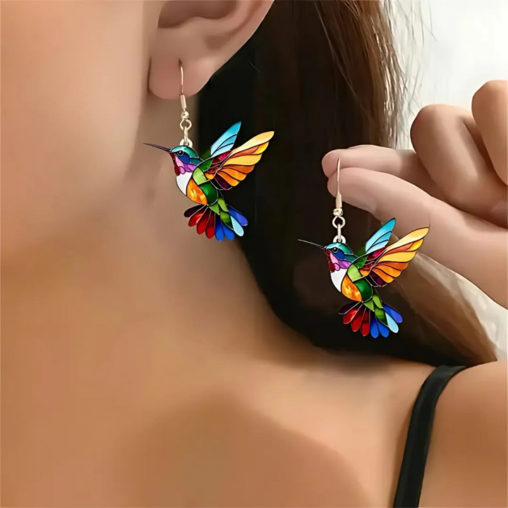 Vaila™ Hummingbird Rainbow Necklace + Matching Earrings Gift