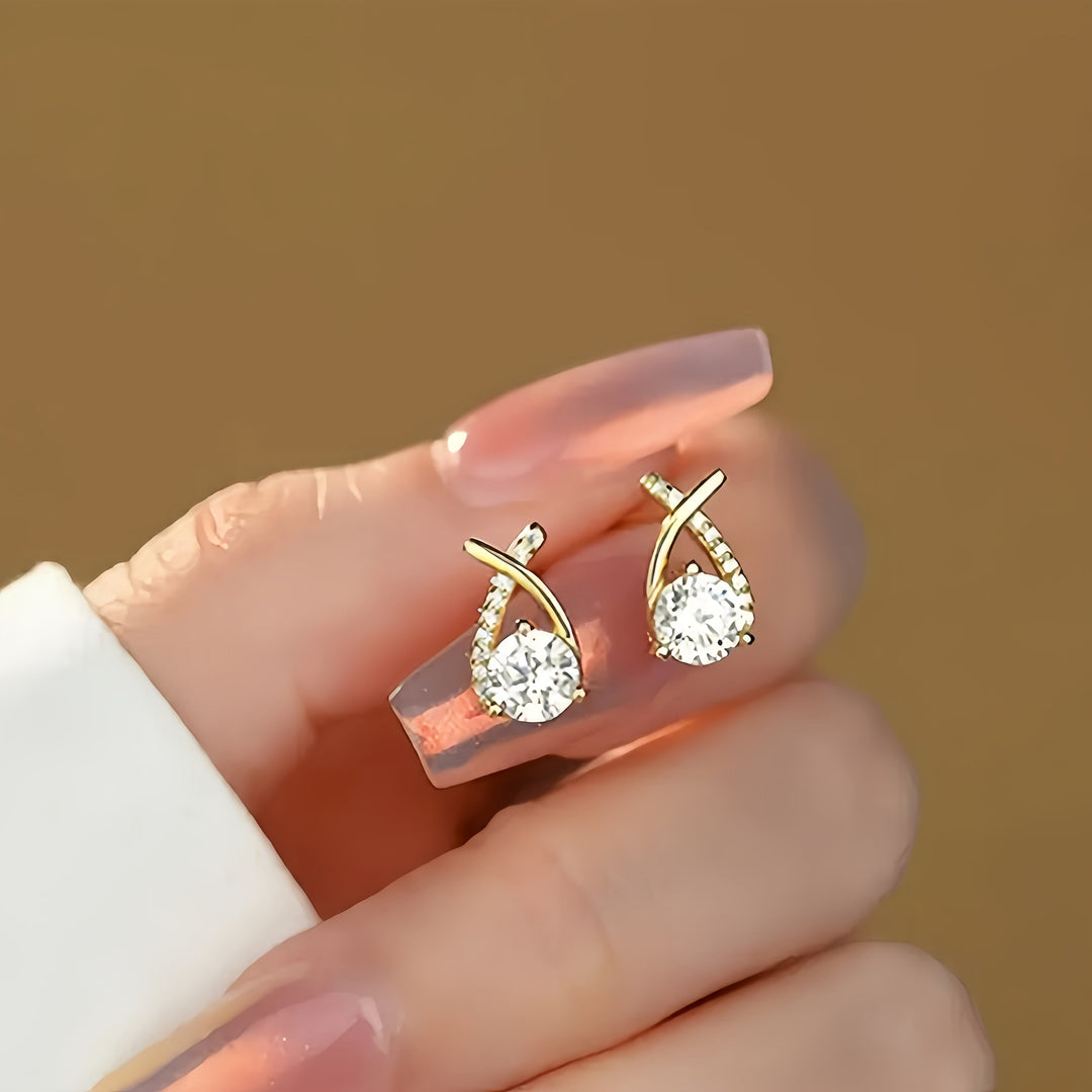 Xara™ Elegant Cross-Shaped Stud Earrings for Daily Wear