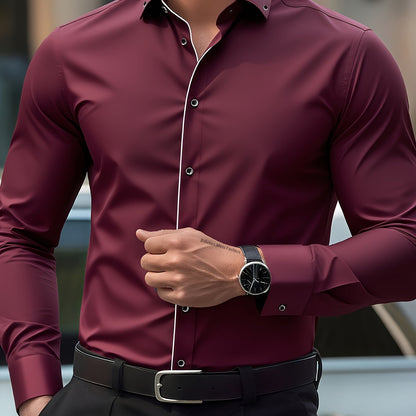 Zaxent | Elegant Long Sleeve Shirt with Vintage Details and Classic Cut