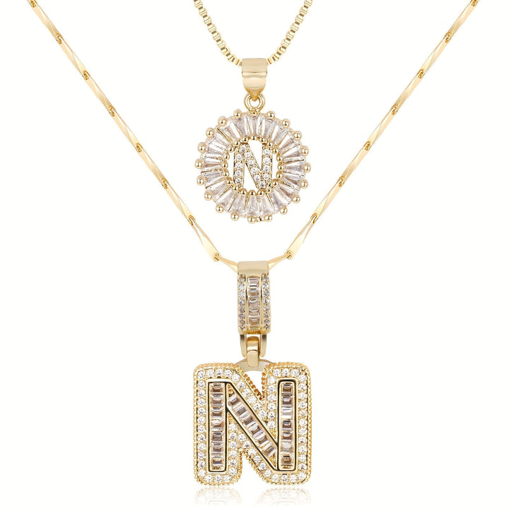 Primrose™ Initial Letter Necklaces with 14k Diamonds (2 pieces)
