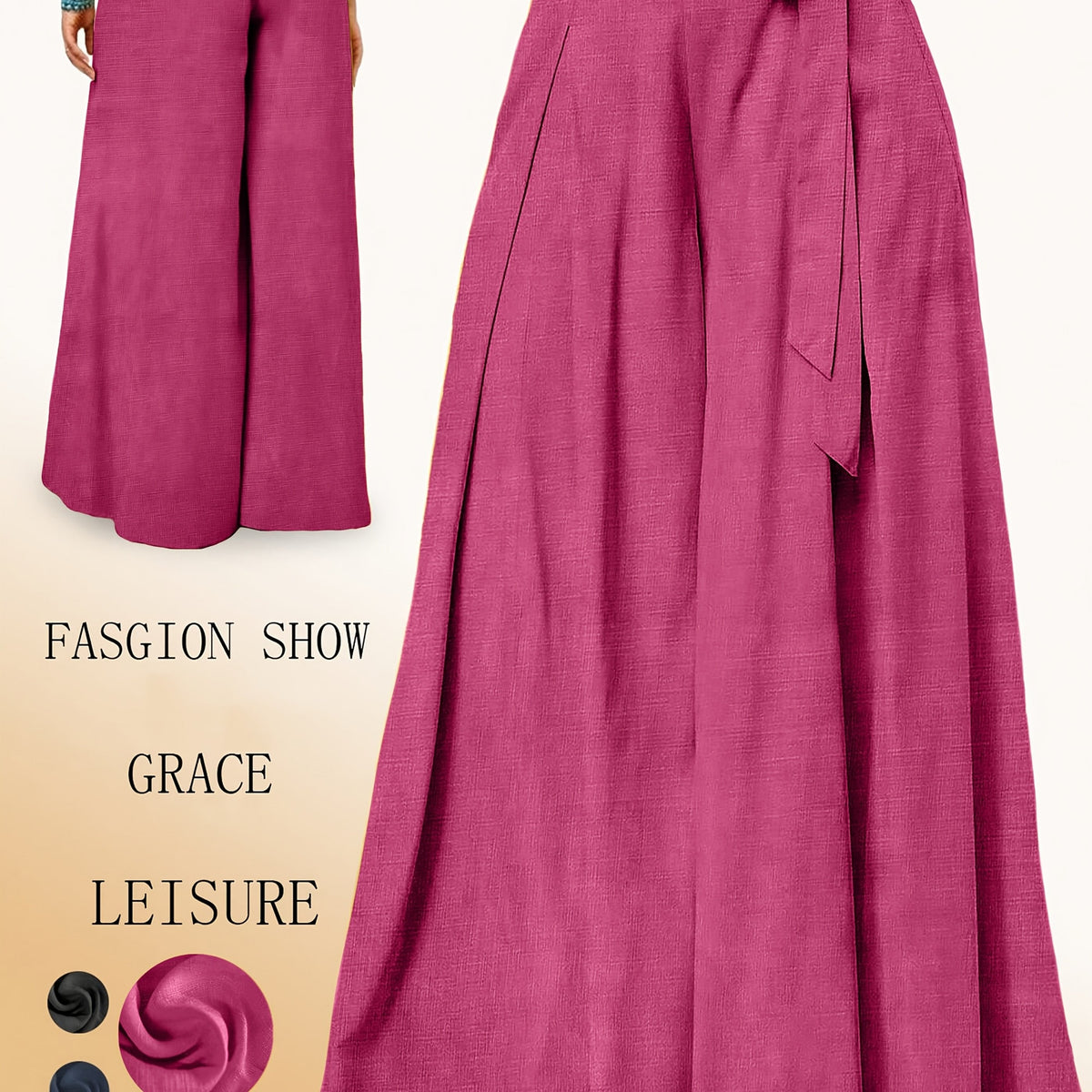 Valerie | High-Waisted Wide Leg Pants with Elegant Bow