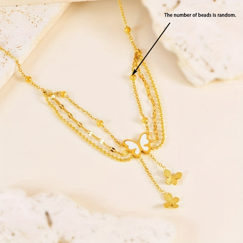 Brianna | Bohemian Three-Layer Ankle Bracelet with Charms and White Beads