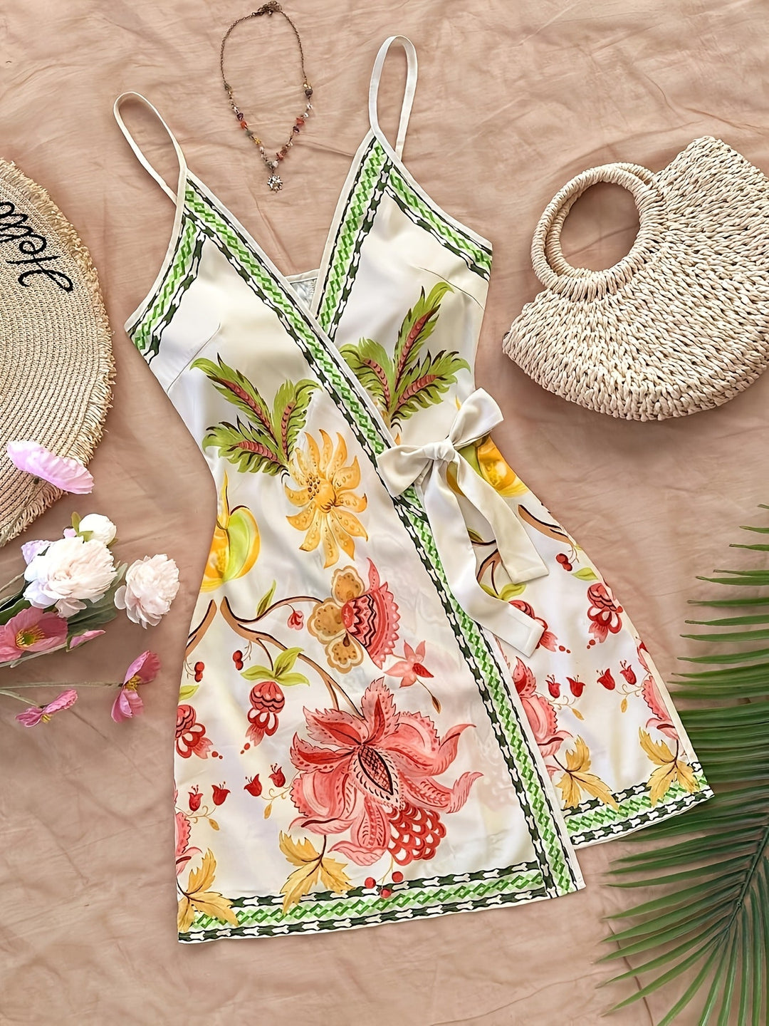 Dara™ Long Tropical Dress with V-Neck and Floral Print