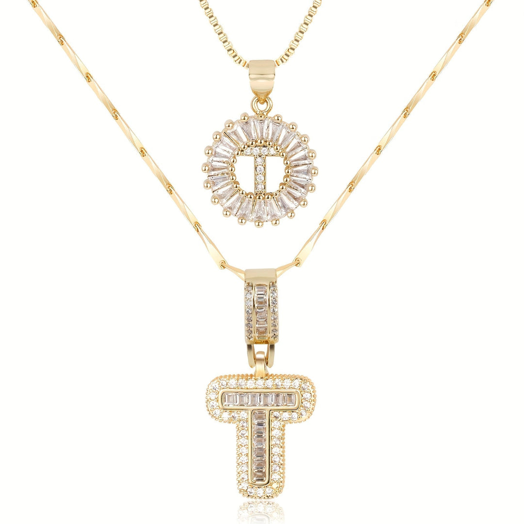 Primrose™ Initial Letter Necklaces with 14k Diamonds (2 pieces)