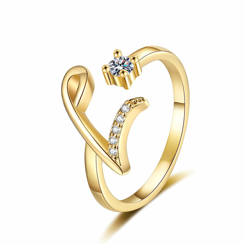 Miranda | Adjustable Ring with Shiny Initial