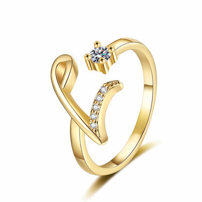 Miranda | Adjustable Ring with Shiny Initial