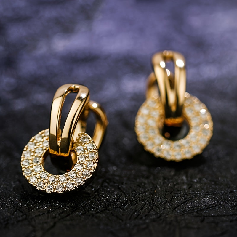 Louise | Round Earrings with Brilliant Cubic Zirconia and Elegant Silver Finish