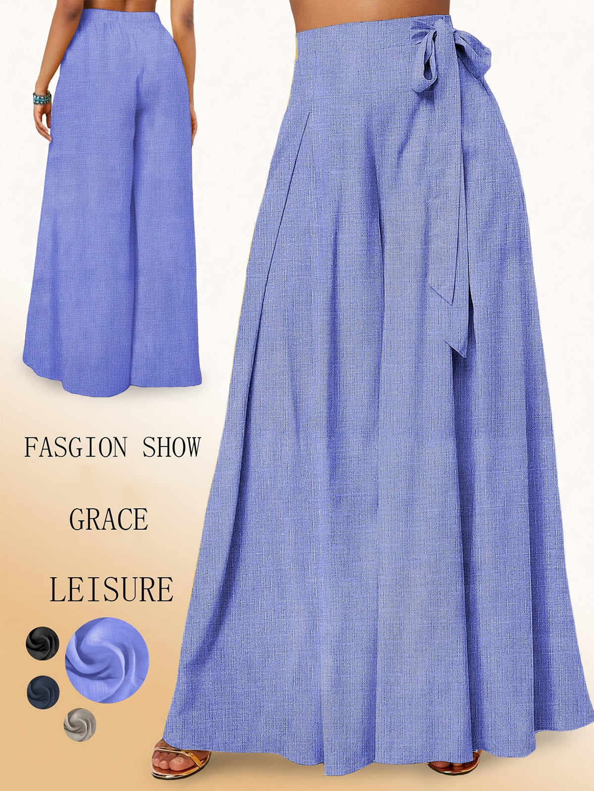 Valerie | High-Waisted Wide Leg Pants with Elegant Bow