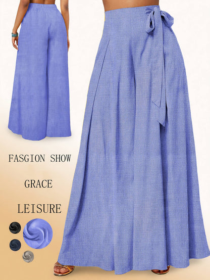Valerie | High-Waisted Wide Leg Pants with Elegant Bow