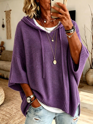 Celestine | Oversized Hoodie Sweater with Short Sleeves