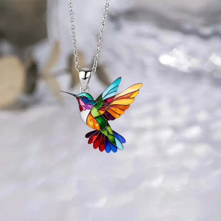 Vaila™ Hummingbird Rainbow Necklace + Matching Earrings Gift