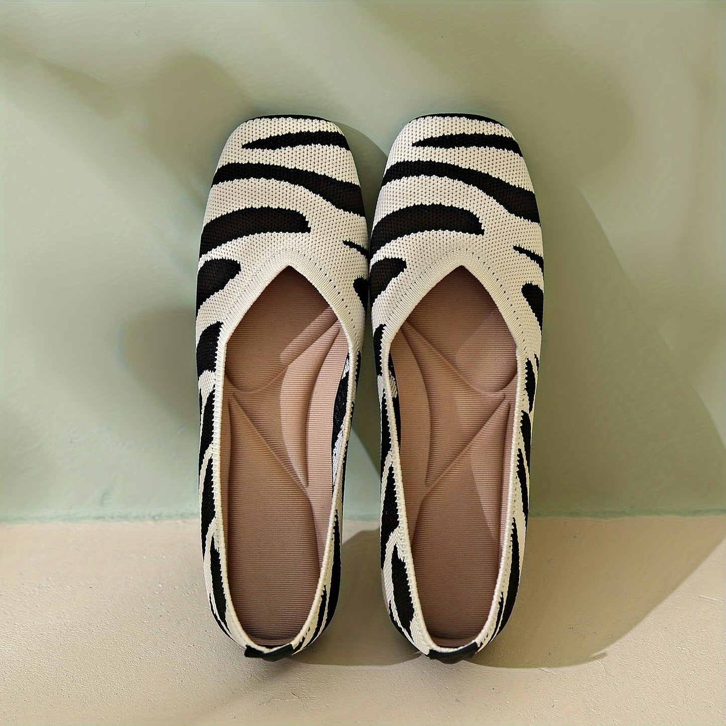 Ivara™ Elegant Flats with Zebra Print and Square Toe