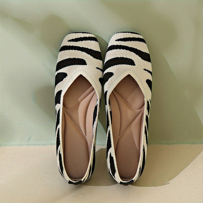 Ivara™ Elegant Flats with Zebra Print and Square Toe