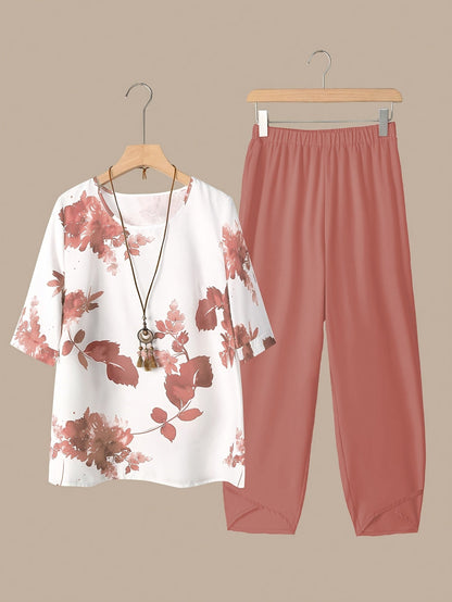 Fynley | Printed Two-Piece Set with Blouse and Comfortable Pants