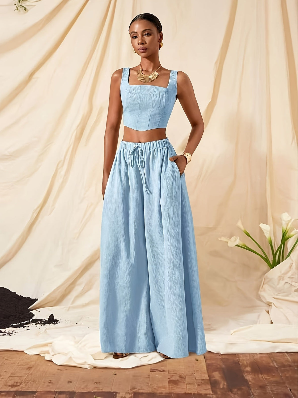 Alessia | Tank Top and Wide-Leg Pants Set with Pockets
