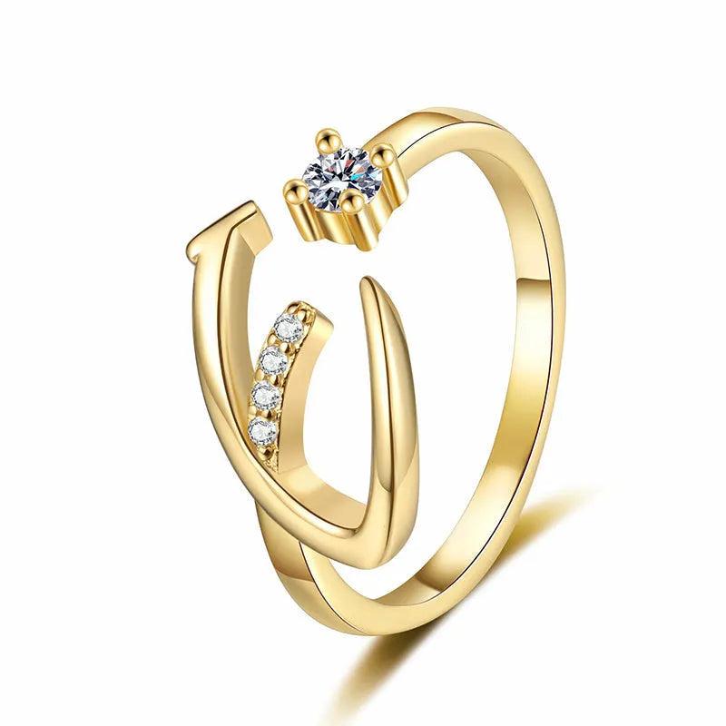 Miranda | Adjustable Ring with Shiny Initial