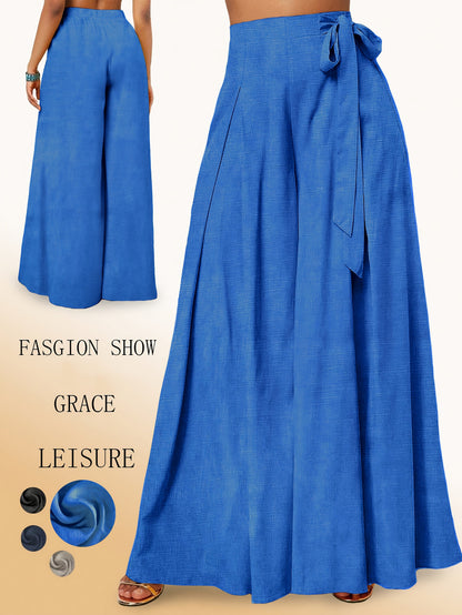 Valerie | High-Waisted Wide Leg Pants with Elegant Bow
