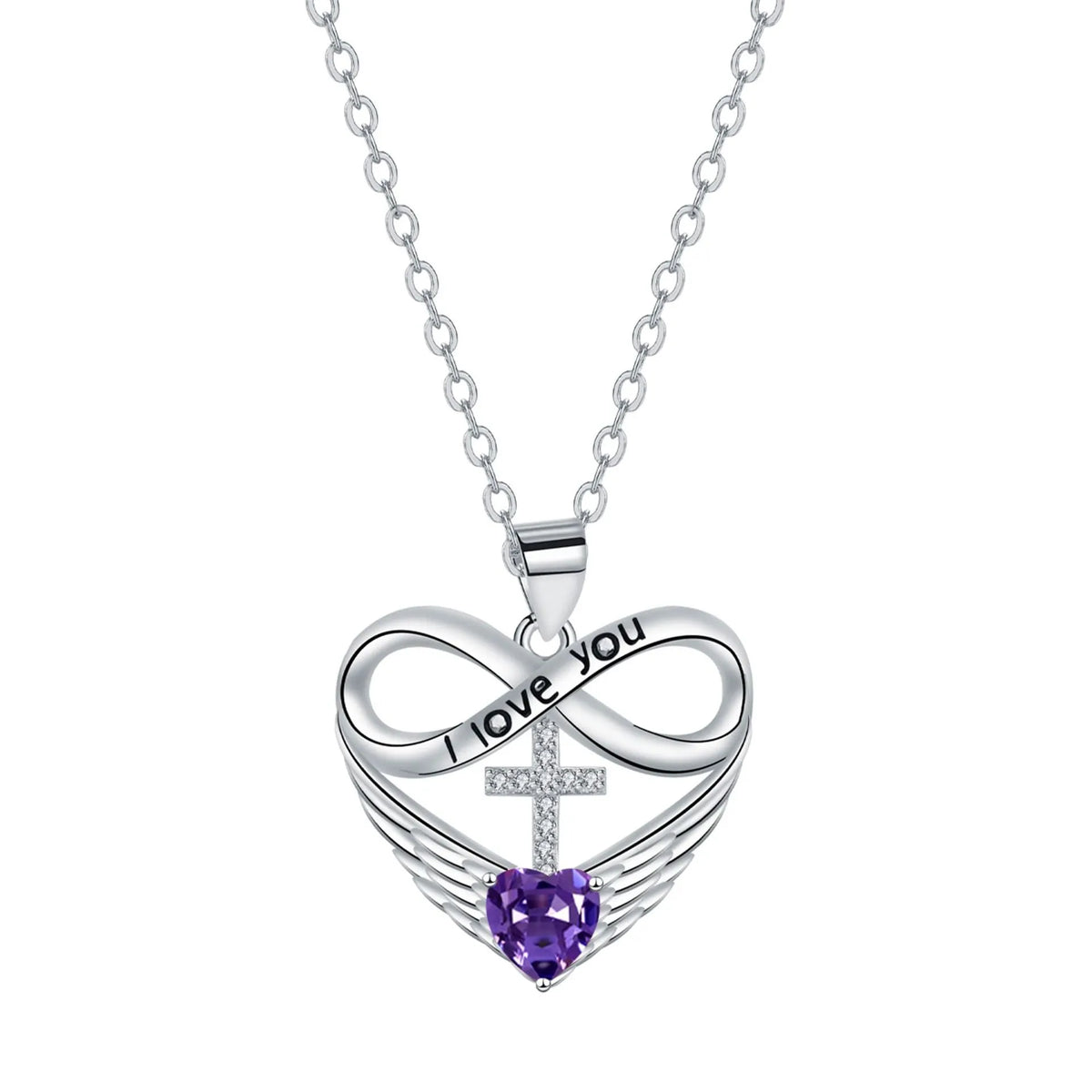 Valencia | Red Heart Necklace with Angel Wings and Cross