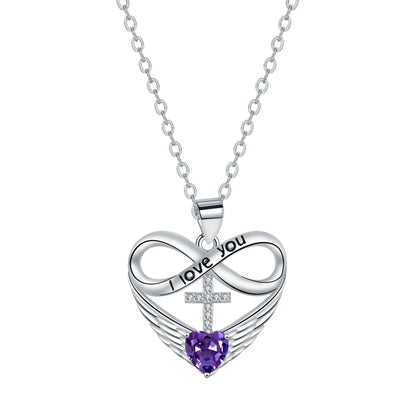 Valencia | Red Heart Necklace with Angel Wings and Cross
